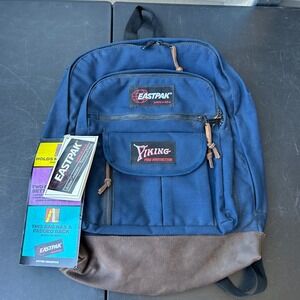 Eastpak Sugarbush Pak'R Backpack Navy Blue Leather Bottom USA Made Vintage NEW